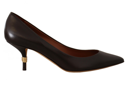 Elegante bruine leren pumps met hak