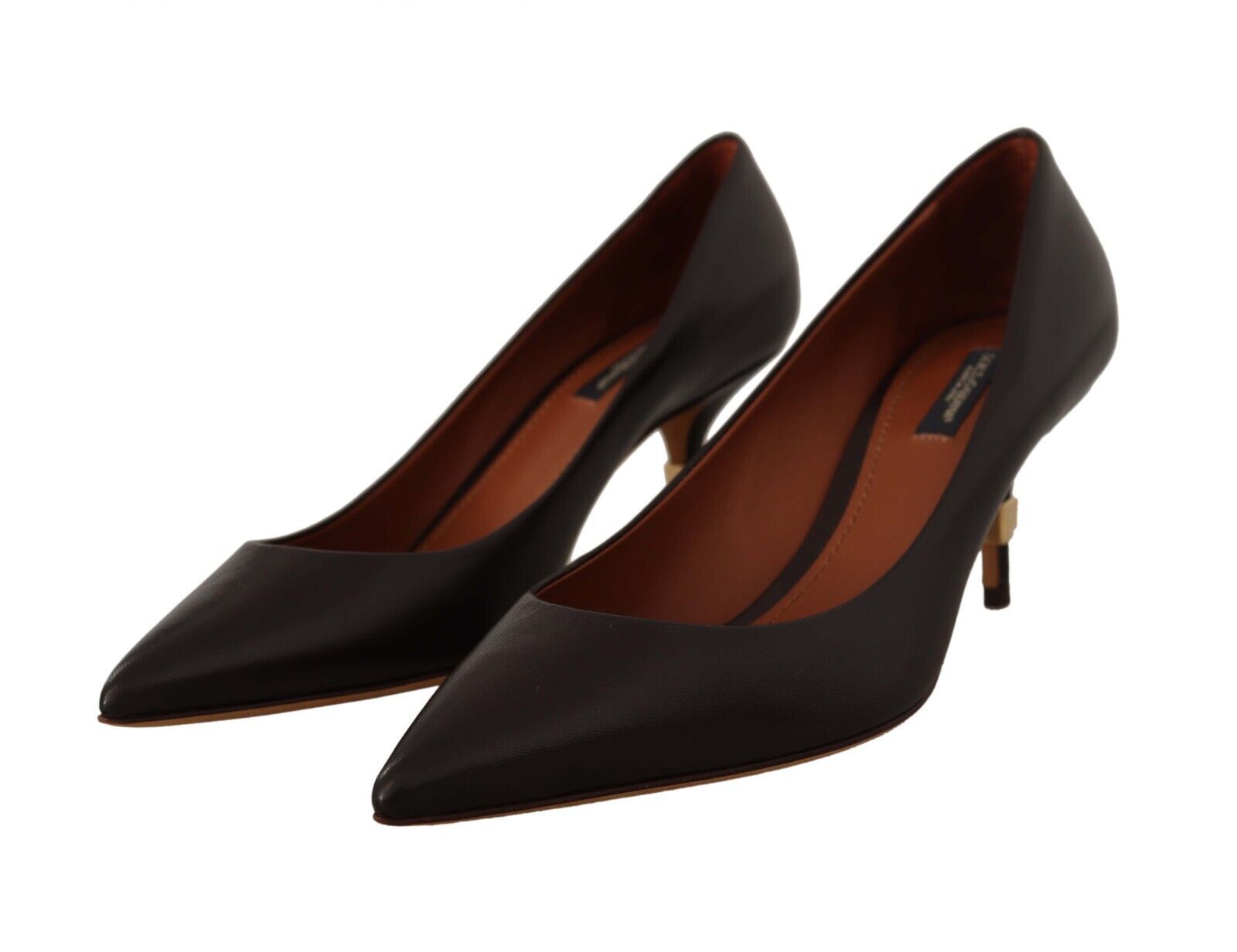 Elegante bruine leren pumps met hak