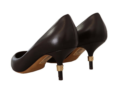 Elegante bruine leren pumps met hak