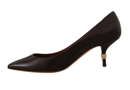 Elegante bruine leren pumps met hak