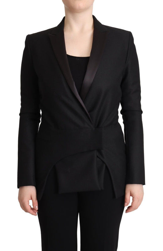 Elegante zwarte blazer met dubbele rij knopen