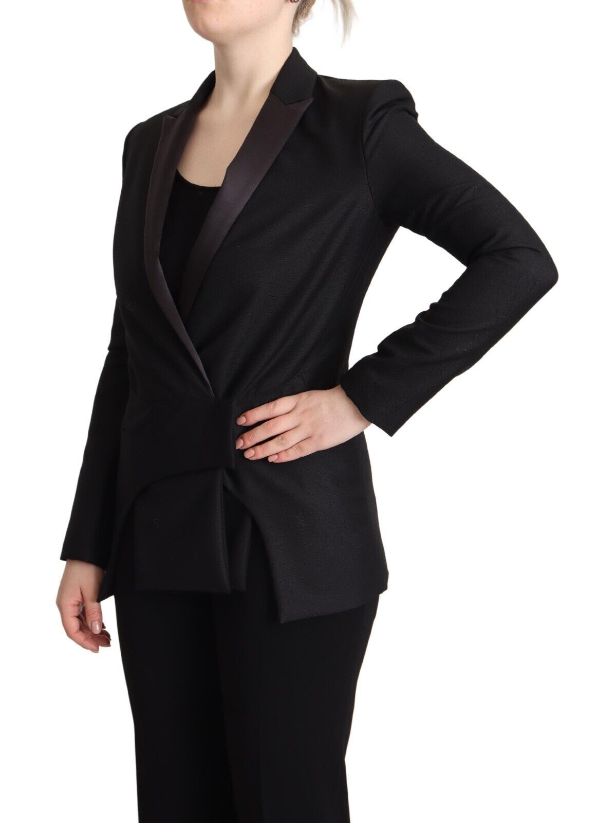 Elegante zwarte blazer met dubbele rij knopen