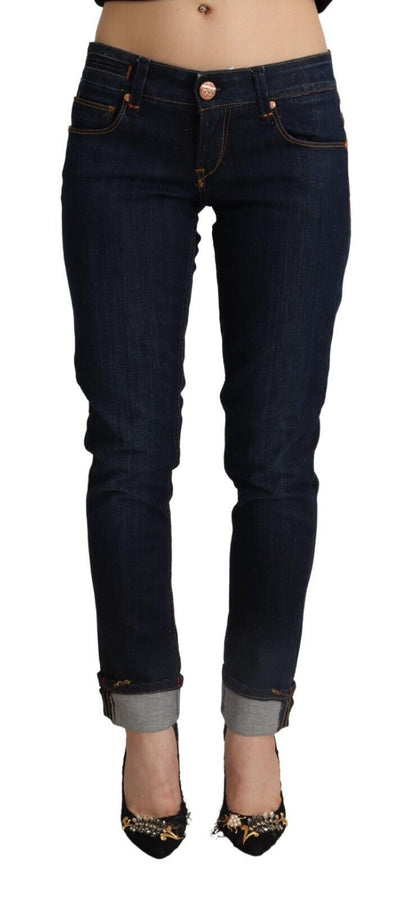 Slim Fit Donkerblauwe Denim Elegantie