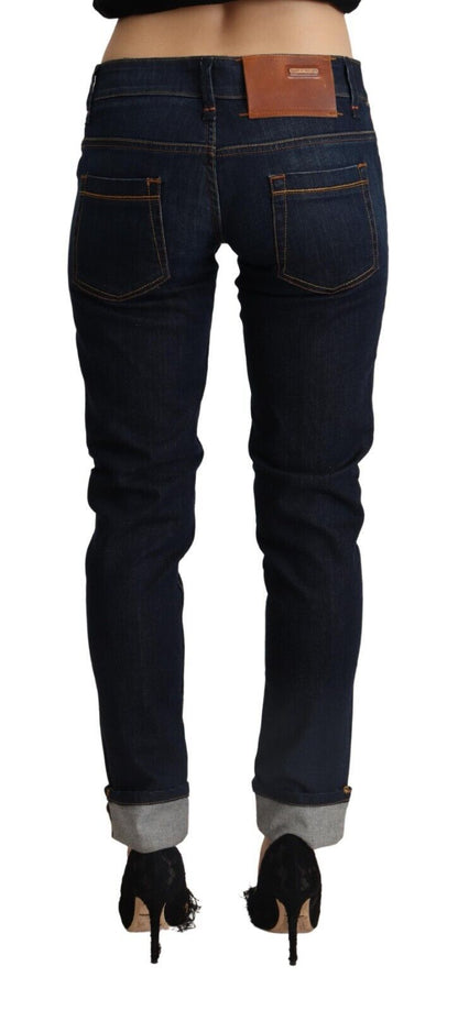 Slim Fit Donkerblauwe Denim Elegantie