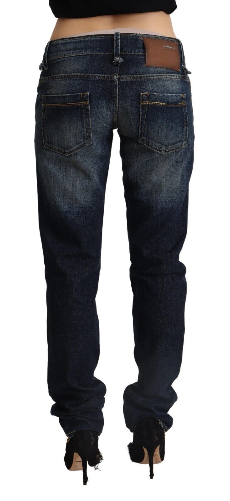 Chique donkerblauwe skinny jeans met lage taille