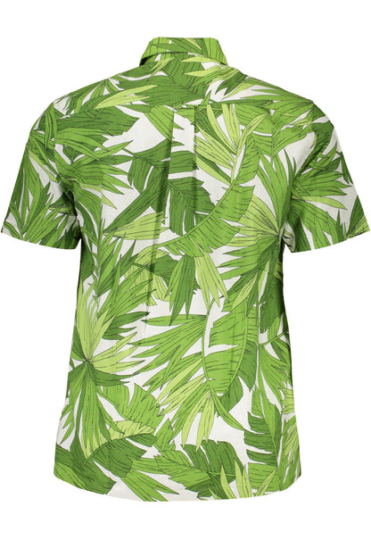 Green Cotton Men Shirt