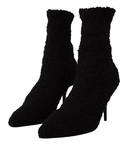 Elegant Black Mid-Calf Viscose Boots