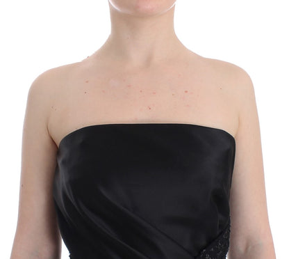 Elegante strapless zwarte jurk