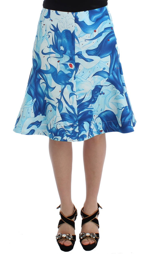 Elegante knielange rok met frescoprint