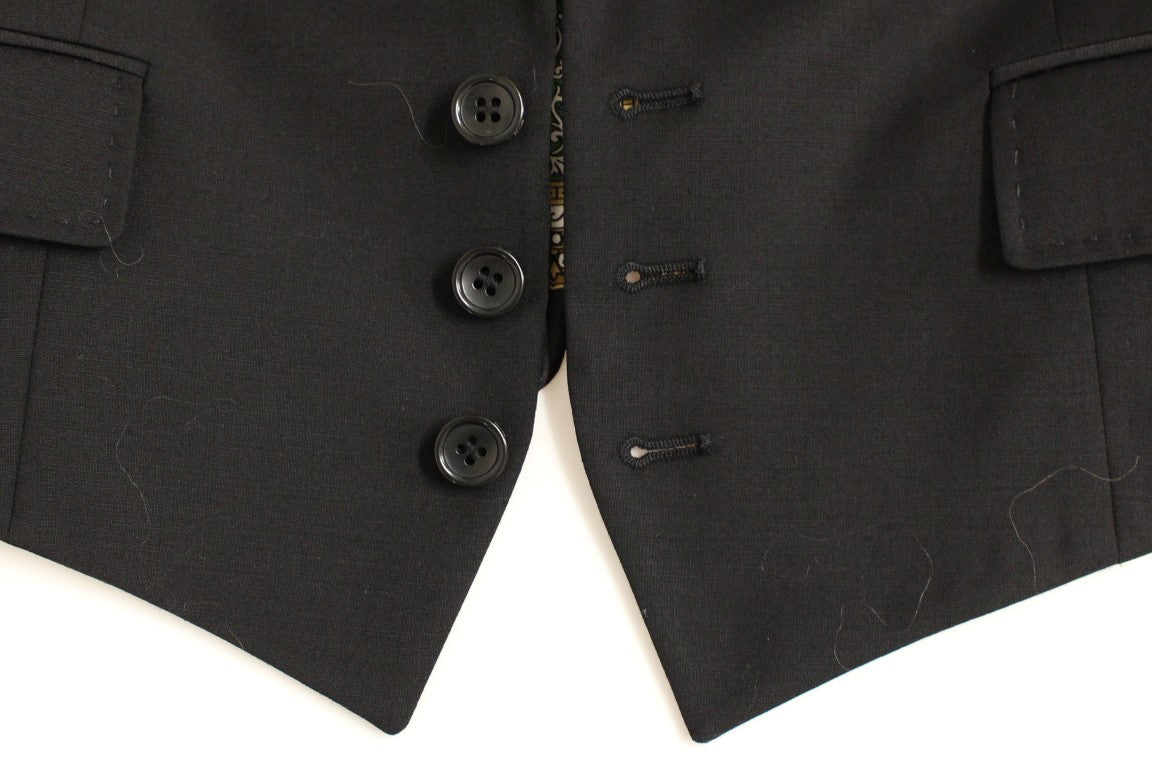 Elegante zwarte blazer van zijdemix met sjaaldetail op de rug