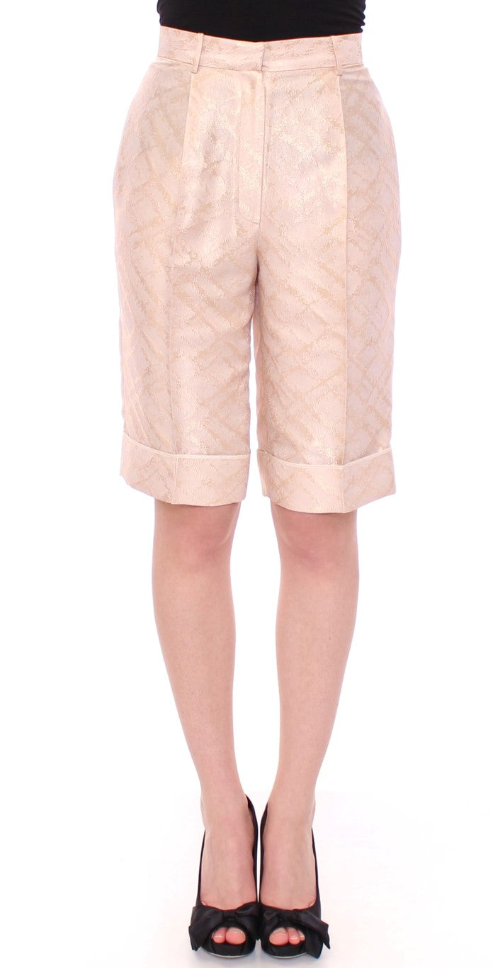 Exclusieve beige brokaat shorts boven de knie