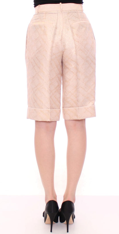 Exclusieve beige brokaat shorts boven de knie