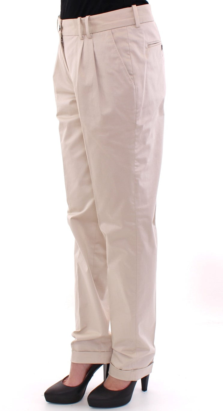 Elegante beige regular fit katoenen broek