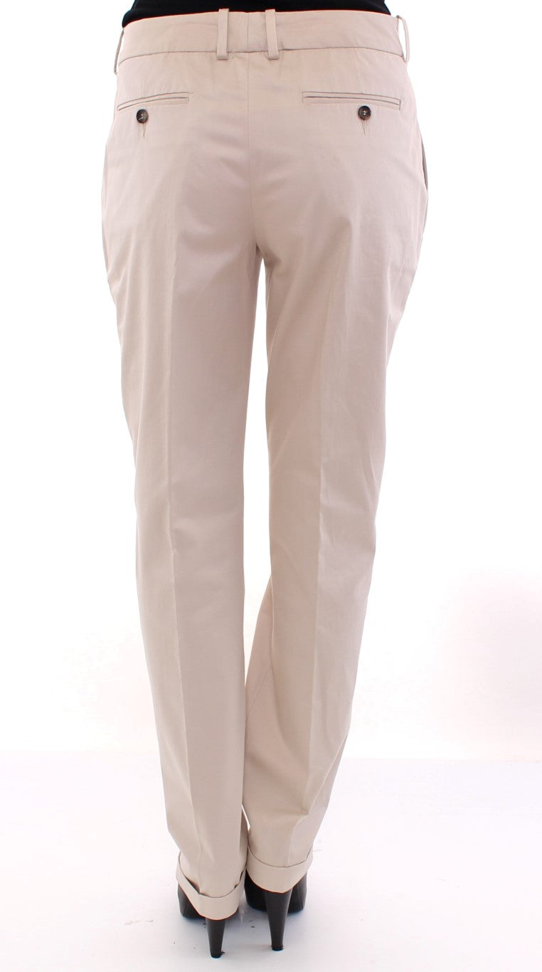 Elegante beige regular fit katoenen broek