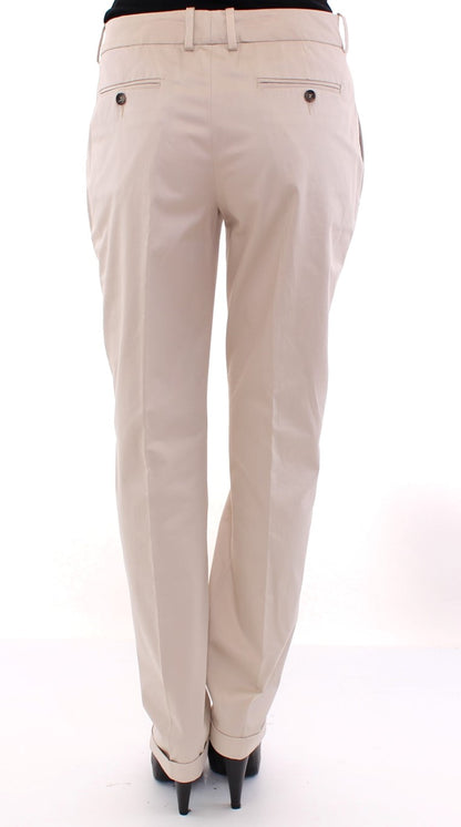 Elegante beige regular fit katoenen broek