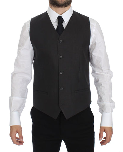 Elegante grijze linnen slim fit blazer en vest