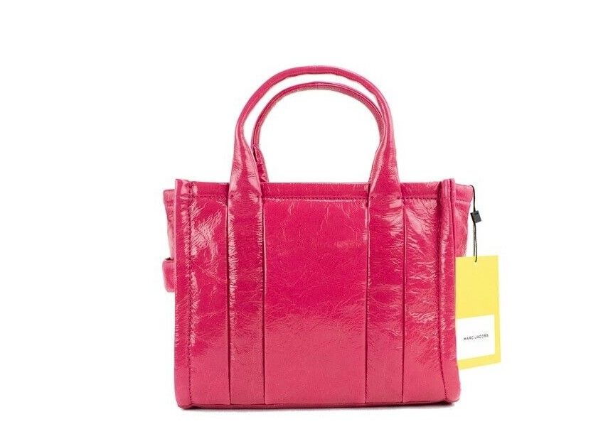 De Shiny Crinkle Mini Tote Magenta leren crossbody handtas portemonnee