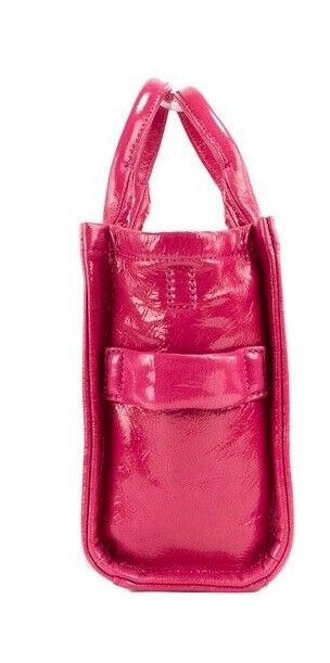 De Shiny Crinkle Mini Tote Magenta leren crossbody handtas portemonnee