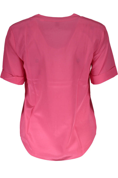 Roze zijden dames T-shirt