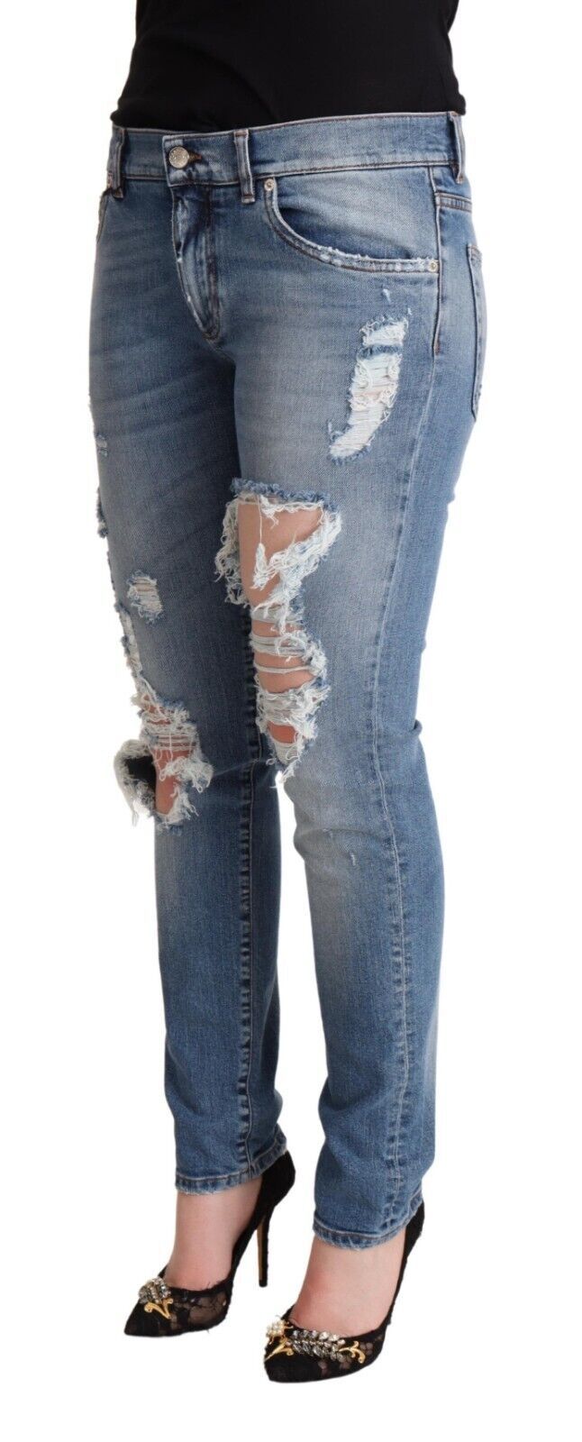 Chique skinny jeans met versleten denim