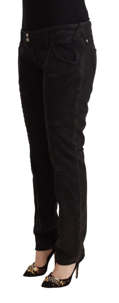 Chique lage taille zwarte slim fit jeans