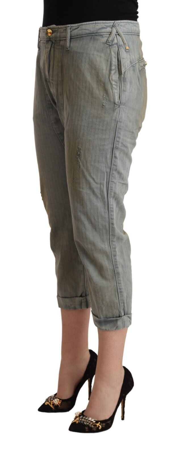 Chique skinny broek met middelhoge taille en cropped pasvorm