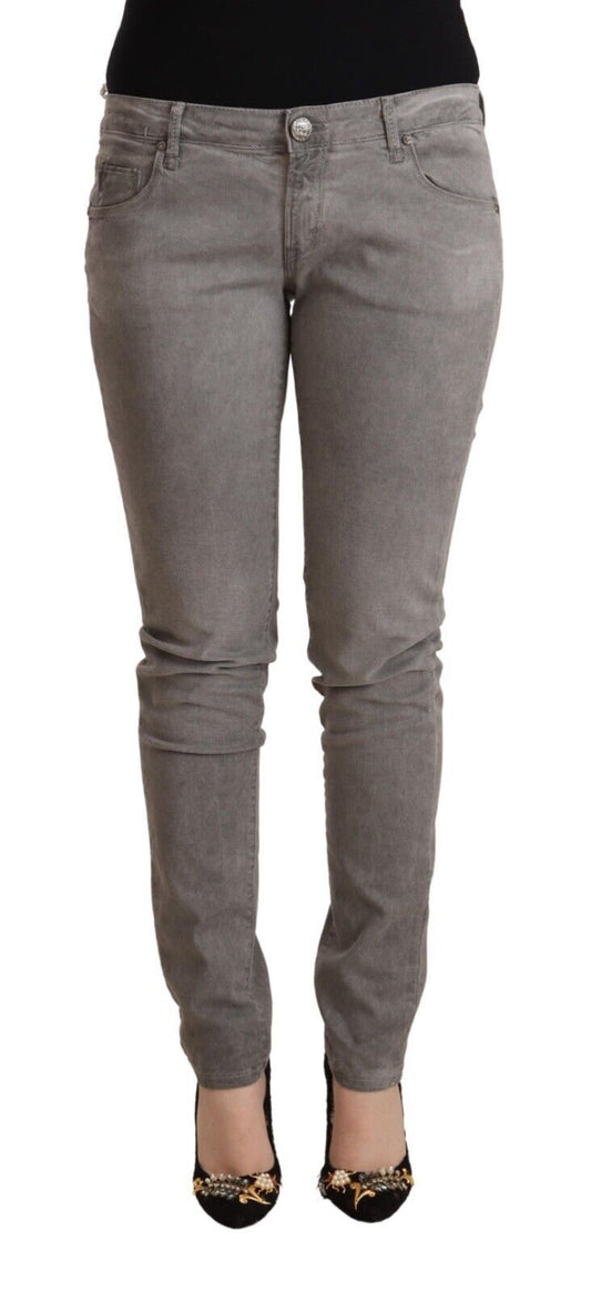 Strakke grijze skinny jeans met lage taille