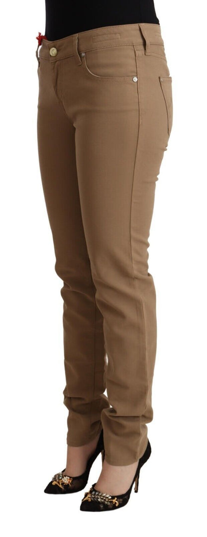 Elegante bruine skinny broek met middelhoge taille