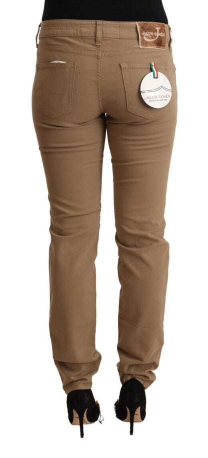 Elegante bruine skinny broek met middelhoge taille