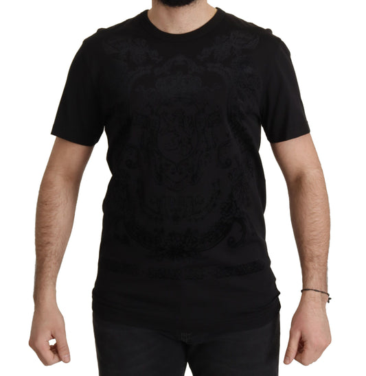 Elegante zwarte barokke ronde hals T-shirt