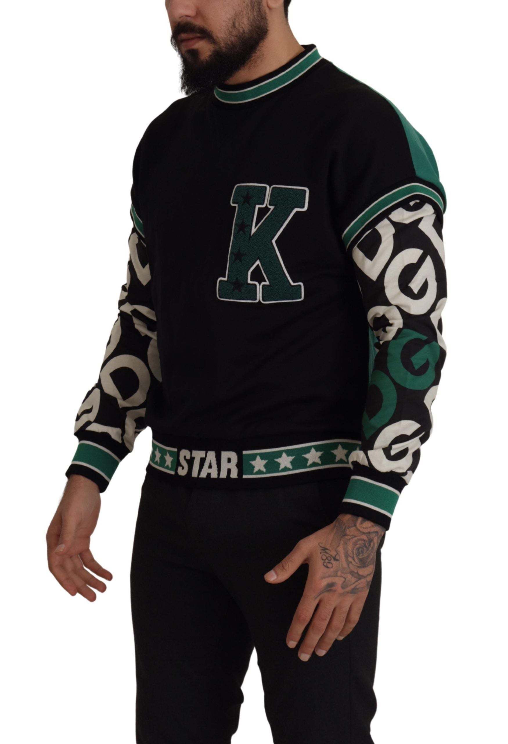 Regal Crewneck Pullover Sweater - Zwart &amp; Groen