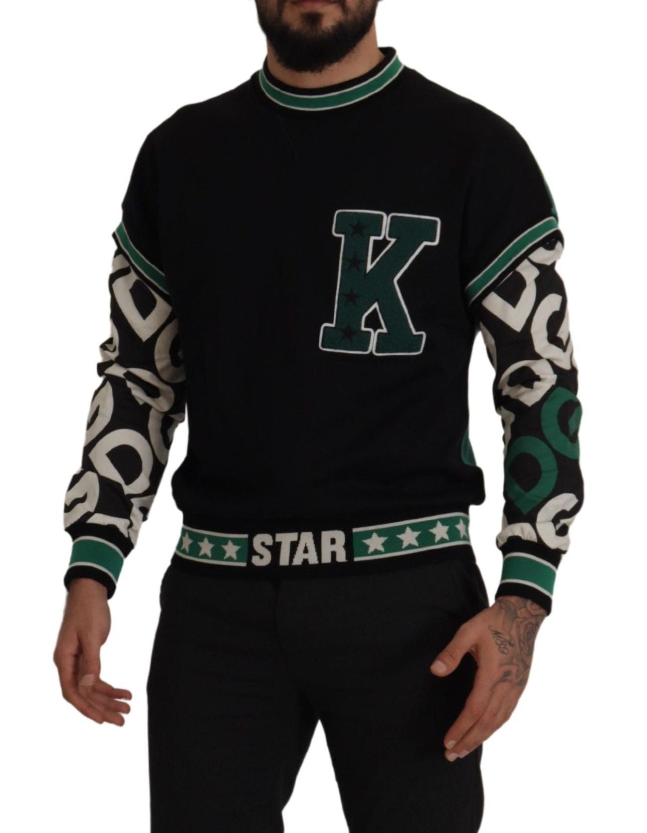 Regal Crewneck Pullover Sweater - Zwart &amp; Groen