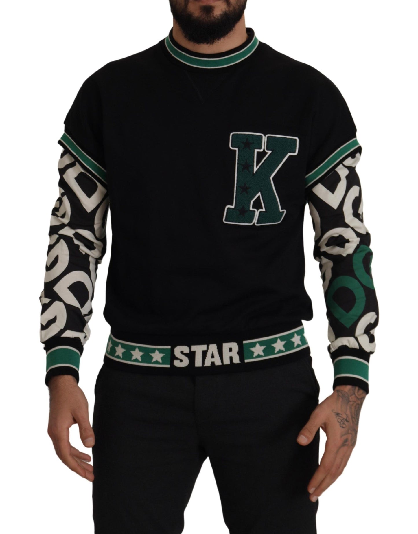 Regal Crewneck Pullover Sweater - Zwart &amp; Groen