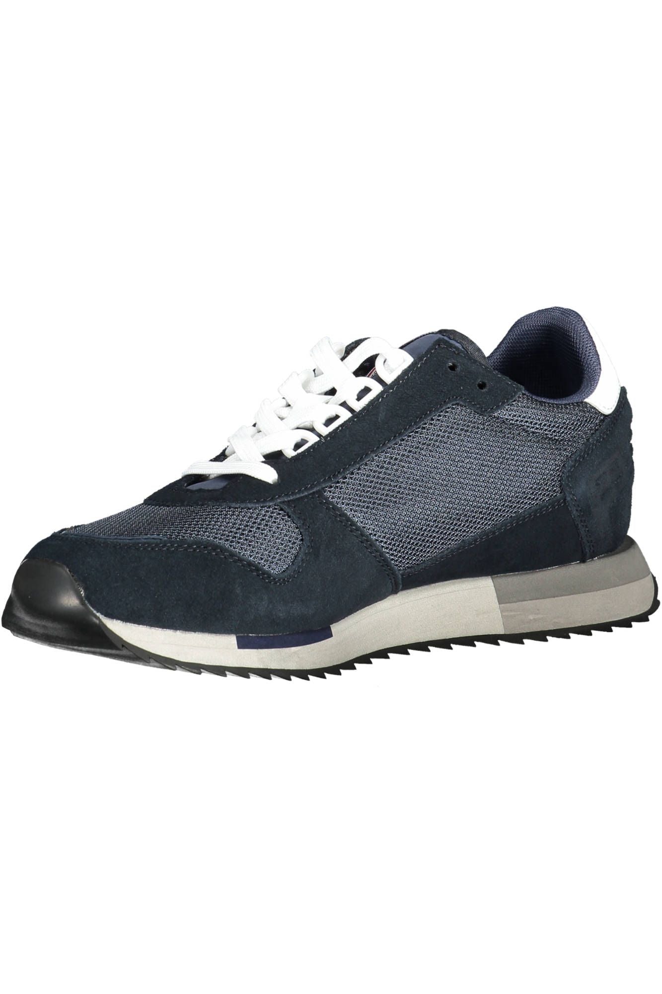 Blauwe leren herensneaker