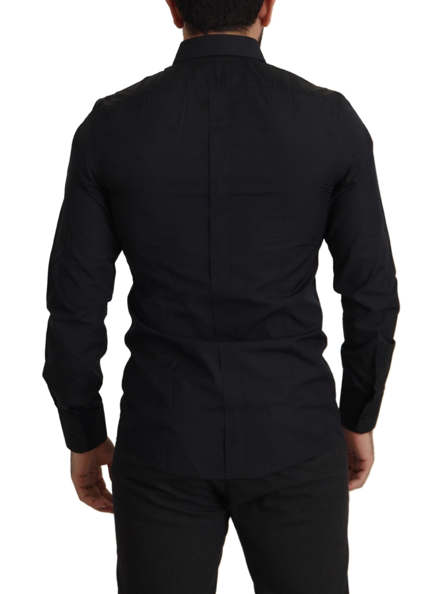 Elegante, slim fit zwarte katoenen overhemd