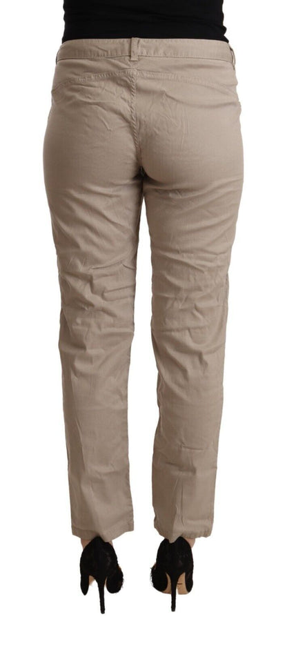 Beige taps toelopende broek met middelhoge taille