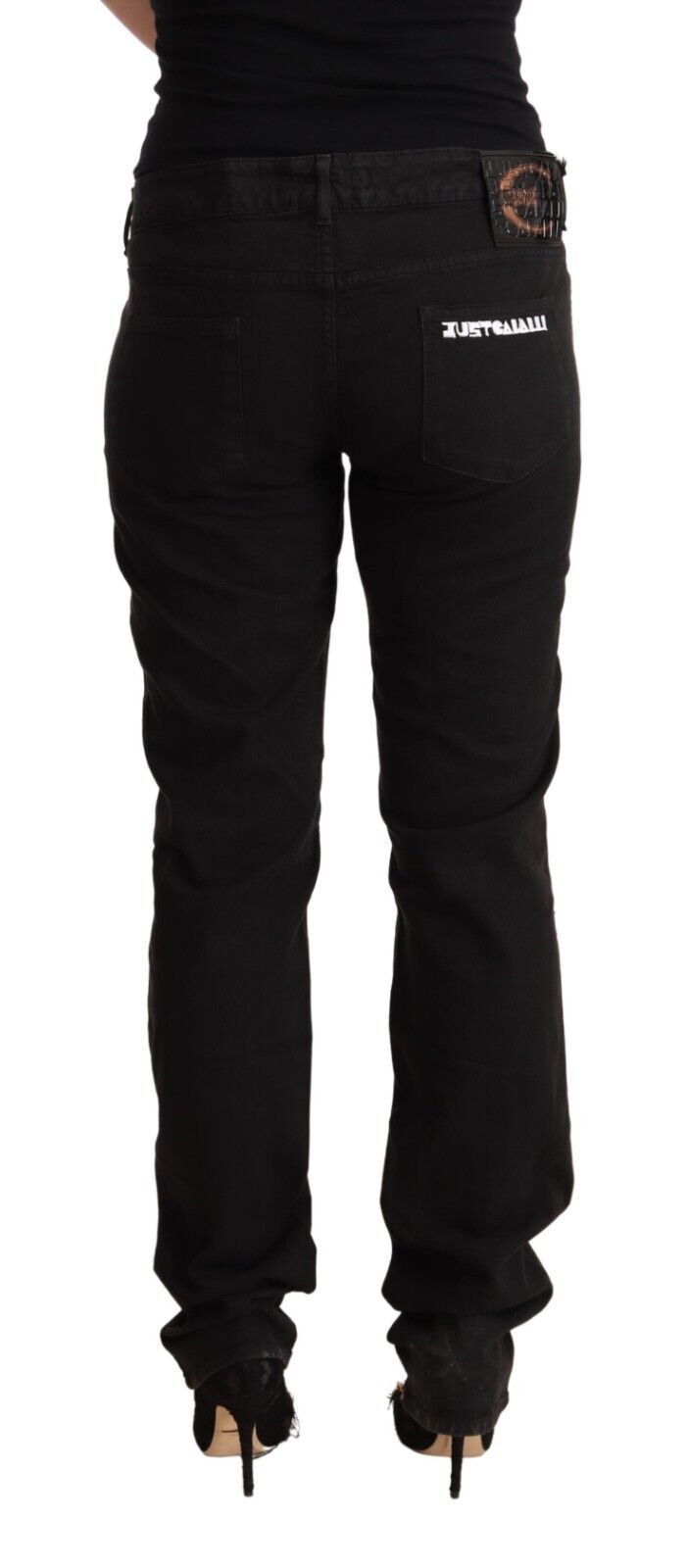 Strakke, middelhoge, slim fit zwarte jeans