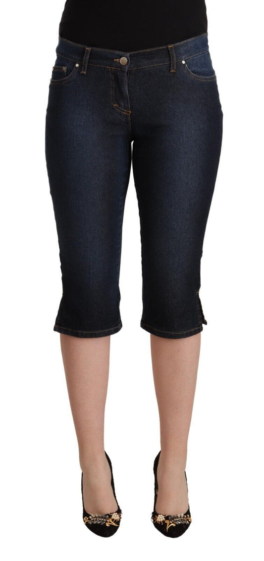 Chique Capri Denim Broek met Lage Taille