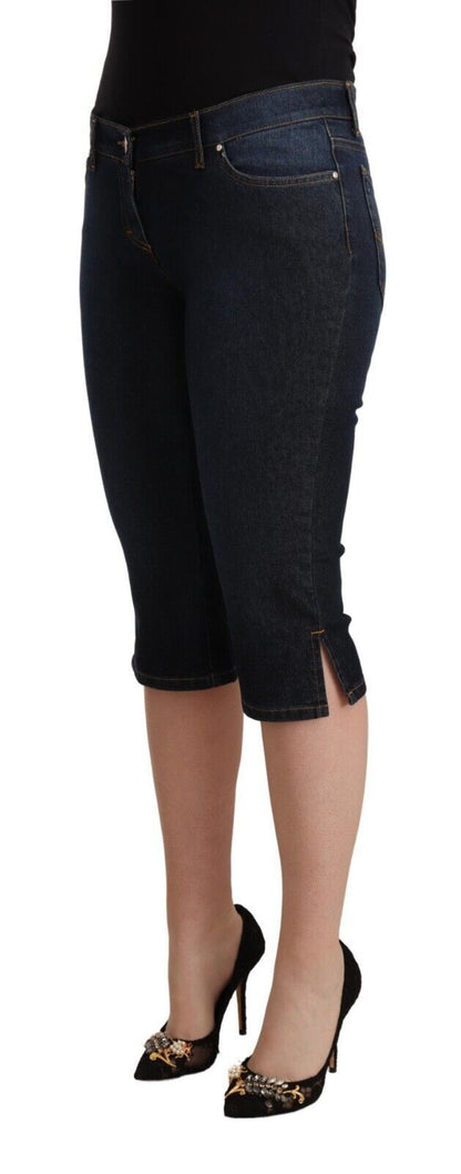 Chique Capri Denim Broek met Lage Taille