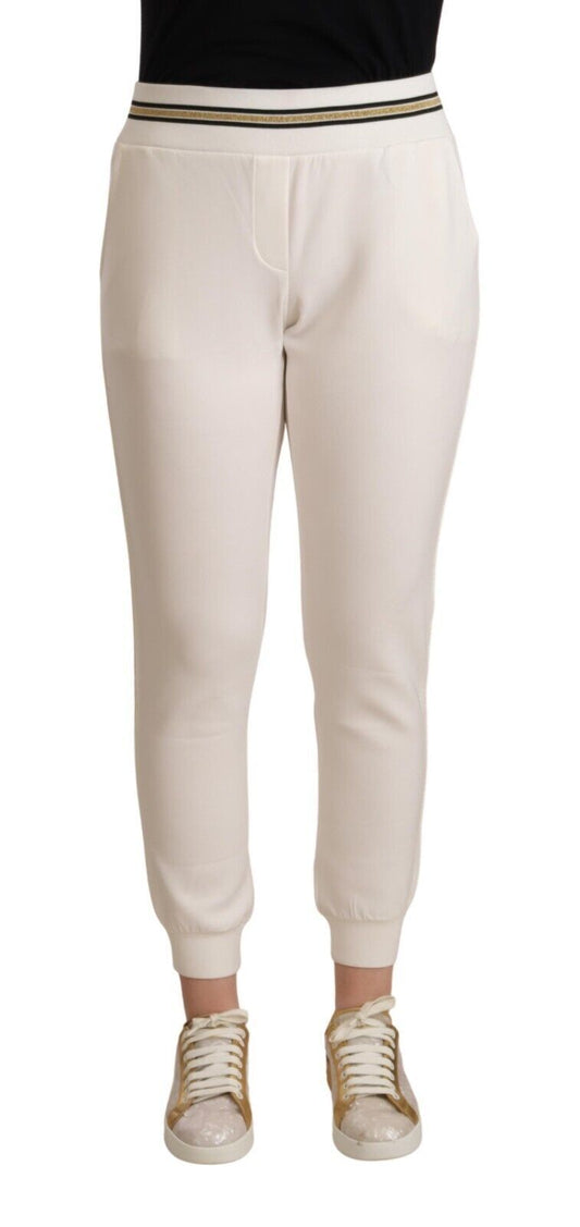 Chique witte joggingbroek met middelhoge taille