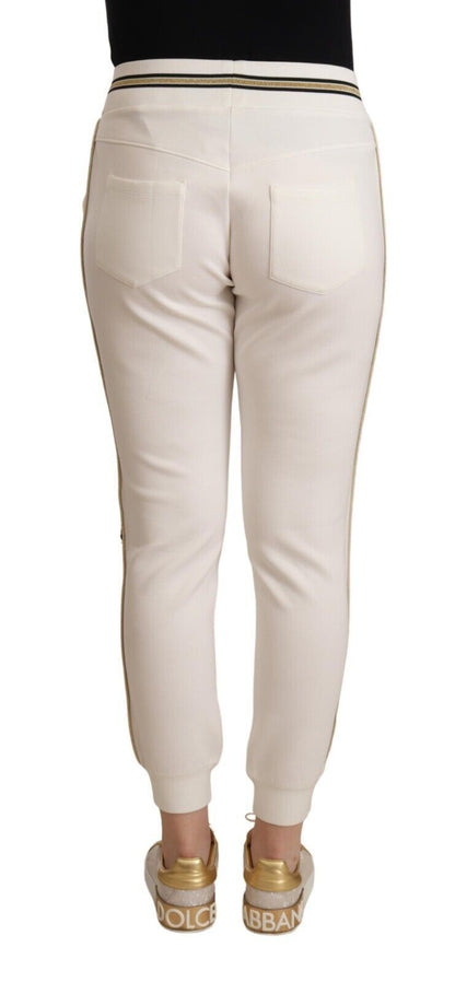 Chique witte joggingbroek met middelhoge taille