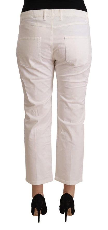 Chique witte skinny cropped jeans met middelhoge taille