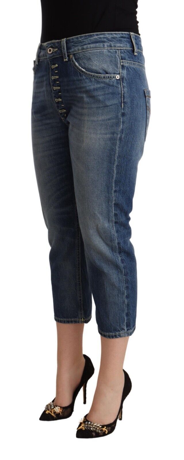 Elegante katoenen denim jeans met middelhoge taille