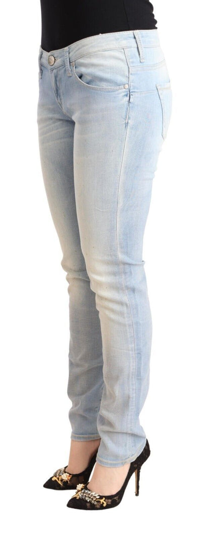 Chique lage taille skinny lichtblauwe denim