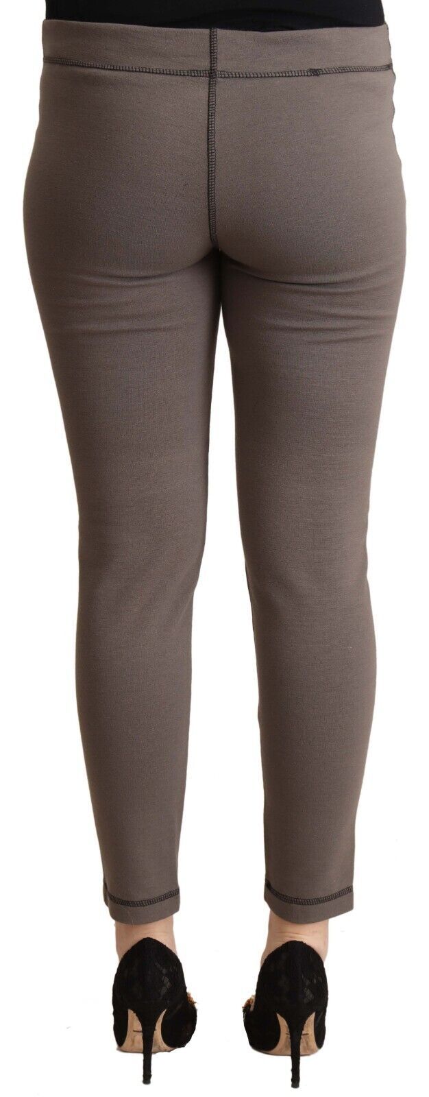 Chique grijze skinny broek met middelhoge taille voor een verfijnde stijl