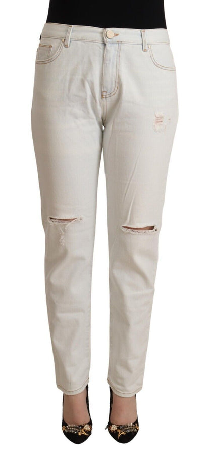 Witte skinny denim jeans met middelhoge taille