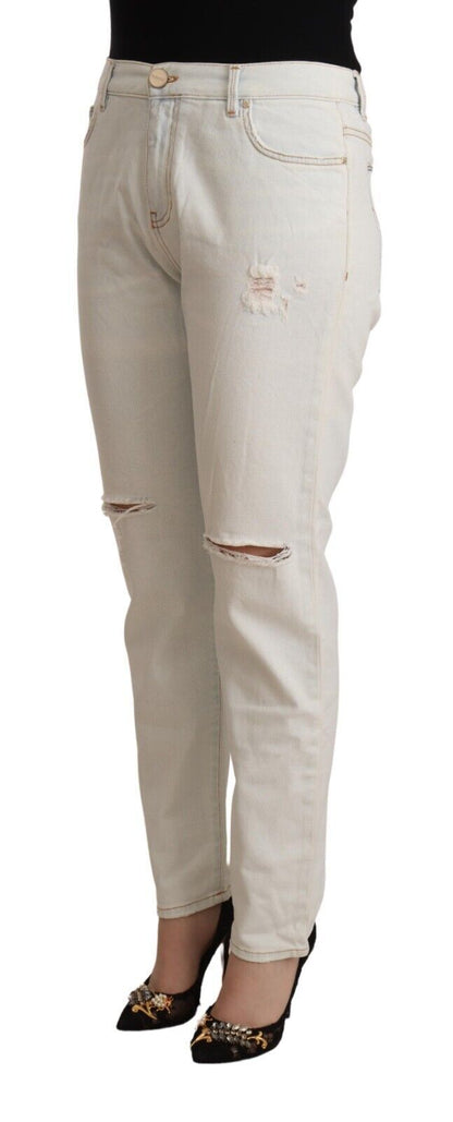 Witte skinny denim jeans met middelhoge taille