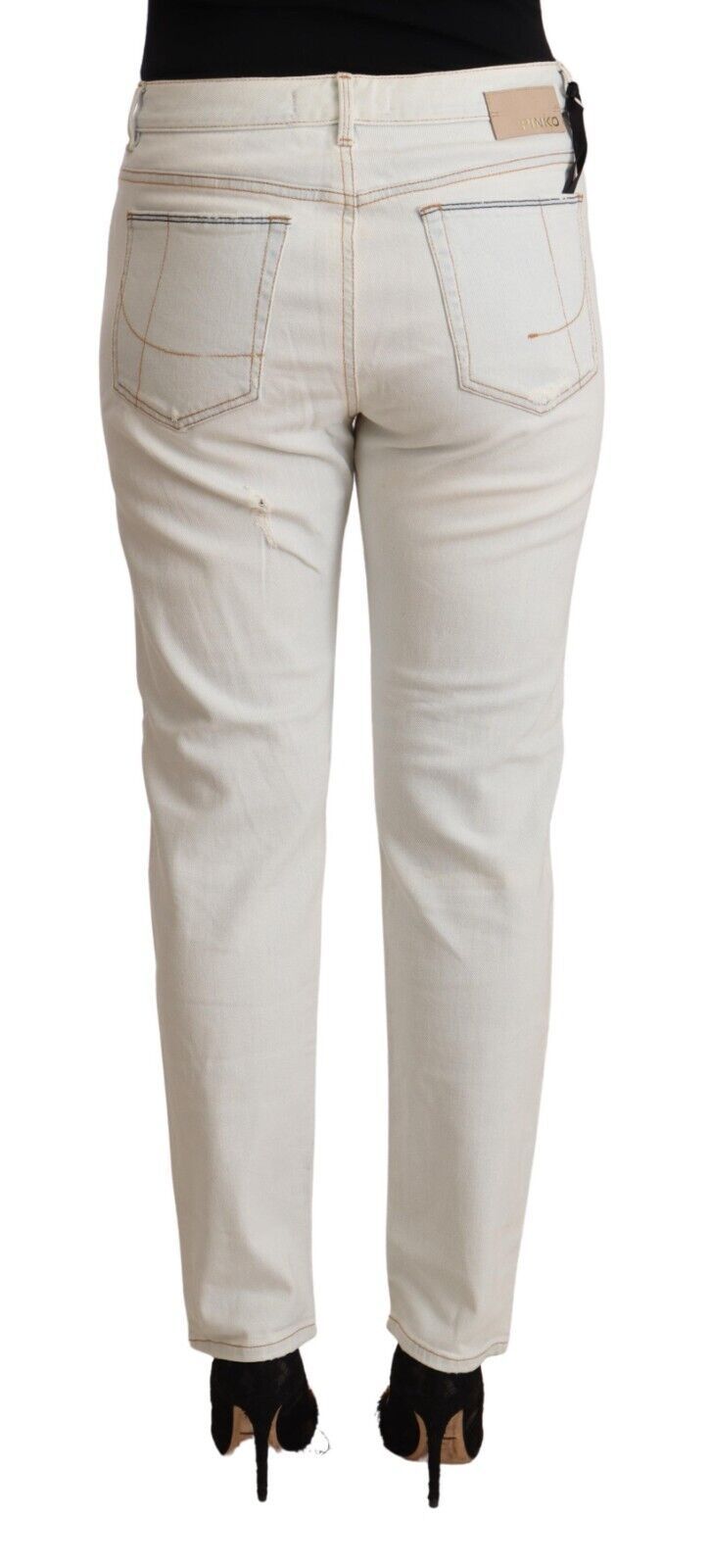 Witte skinny denim jeans met middelhoge taille