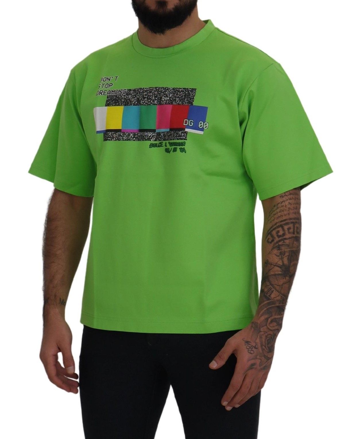 Chic groen ronde hals T-shirt met korte mouwen