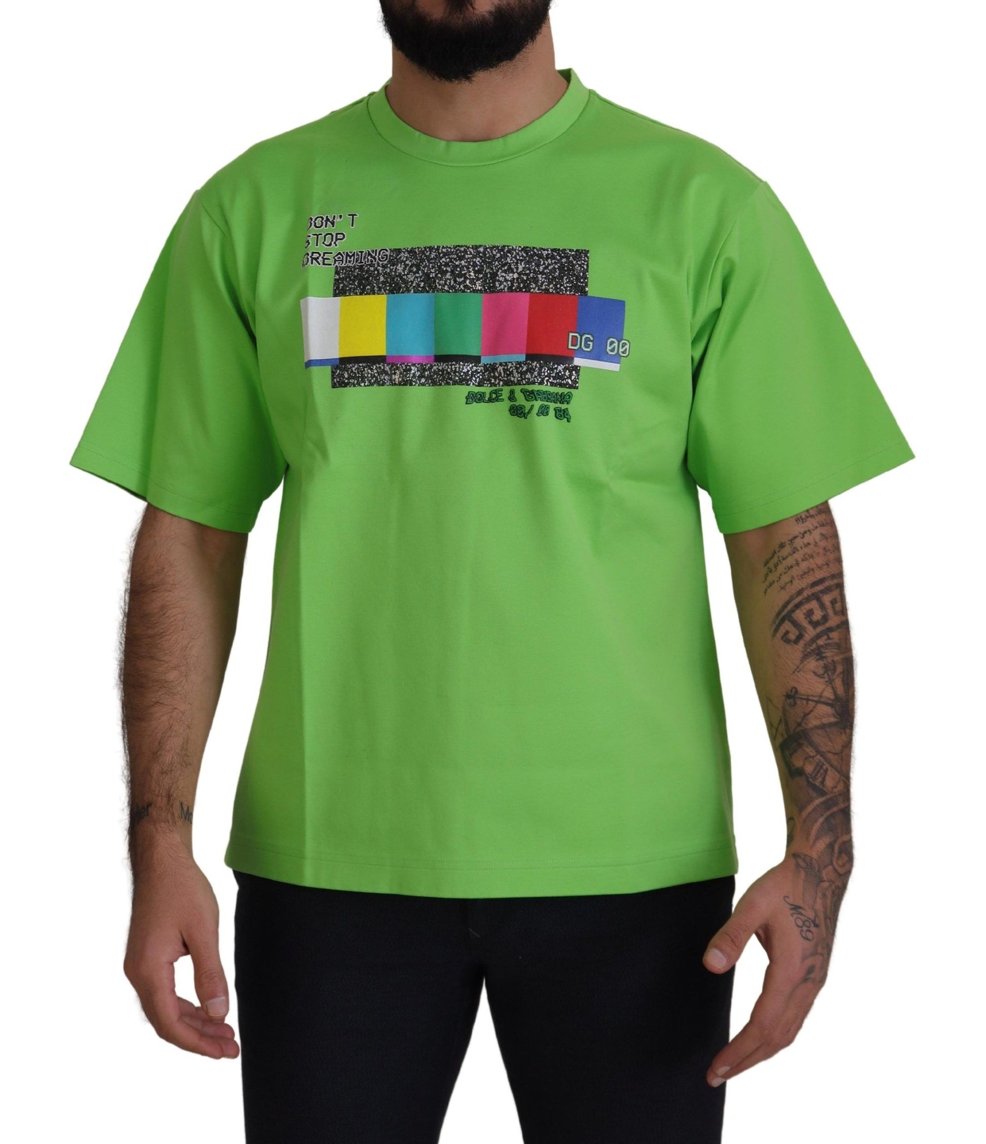 Chic groen ronde hals T-shirt met korte mouwen